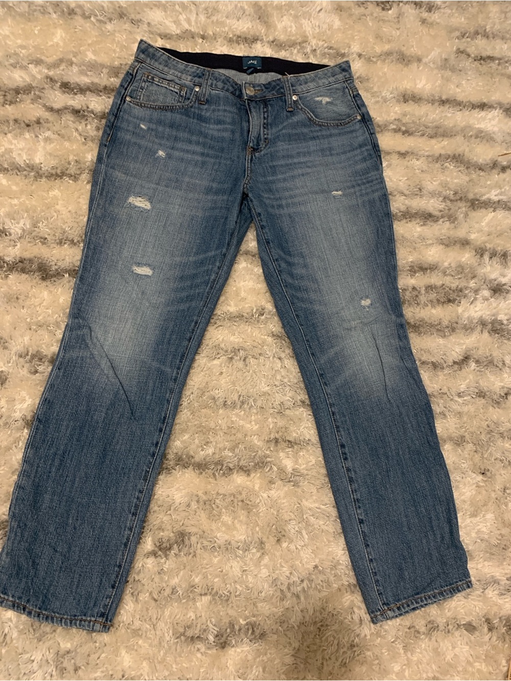 Jag Jeans Straight Leg Distressed Light Blue Denim
